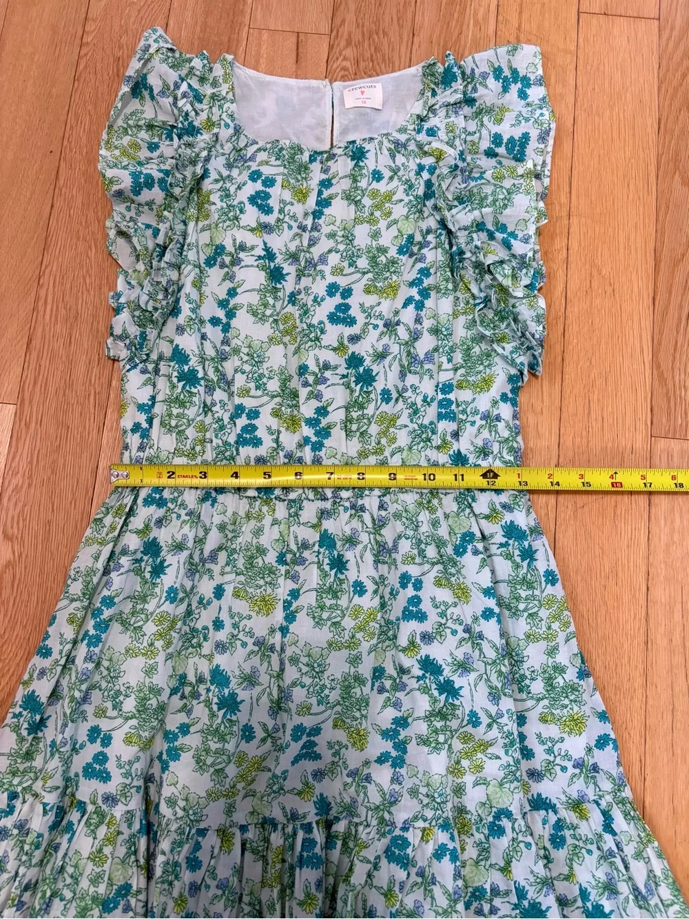 Crewcuts J.Crew Girls Size 12 Cotton Floral Tiered Ruffle Sleeve Boho Mini